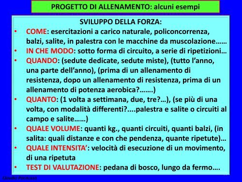 Claudio Pannozzo. L´allenamento Giovanile