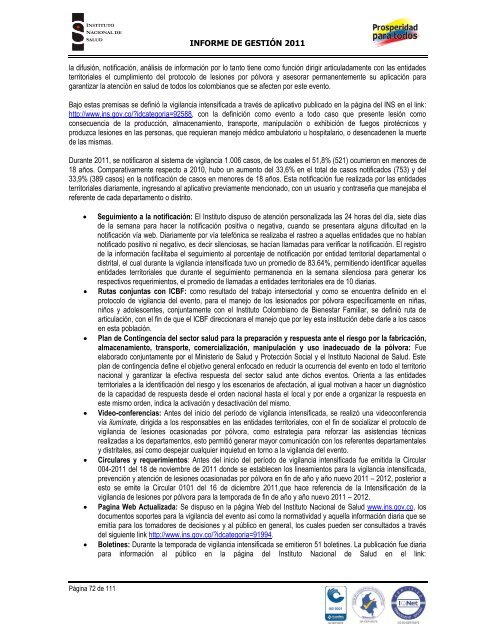 INFORME DE GESTIÓN INSTITUCIONAL 2011 - Instituto Nacional ...