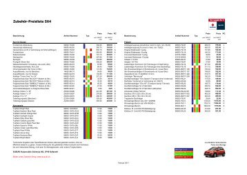 Zubehör-Preisliste SX4 - Garage Ruf AG