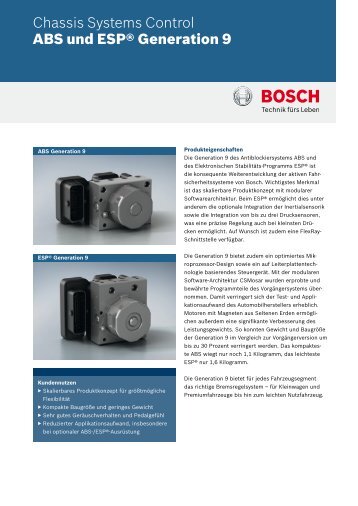 ABS und ESP® Generation 9 - Bosch - Kraftfahrzeugtechnik