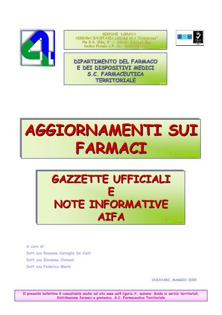 Aggiornamenti sui farmaci: Gazzette Ufficiali e Note Informative