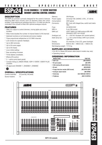 ESP II 24 Technical Specification Sheet - Jands