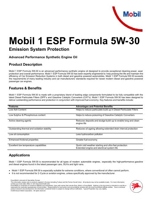 Mobil 1 ESP Formula 5W-30