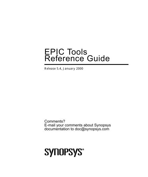 EPIC Tools Reference Guide