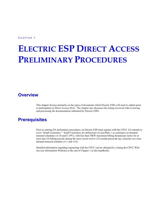 The Electric ESP Handbook - Pacific Gas and Electric Company