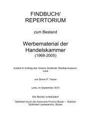 FINDBUCH/ REPERTORIUM Werbematerial der ... - Archiv.Lana