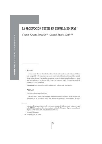 la producción textil en teruel medieval - Revista Teruel - Instituto de ...