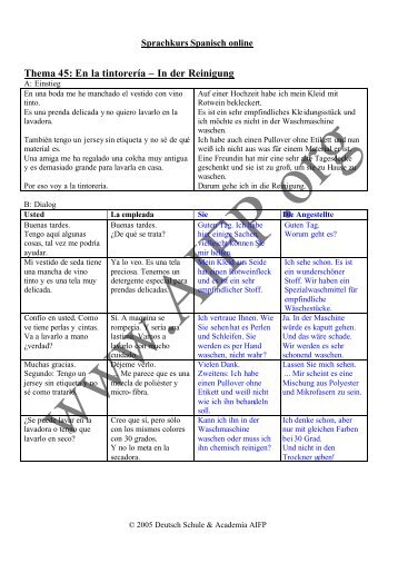 Thema 45: En la tintorería – In der Reinigung - AIFP