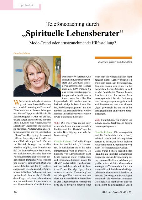 „Spirituelle Lebensberater“ - Ruhnau Claudia