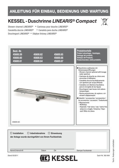 KESSEL-Duschrinne LINEARIS® Compact