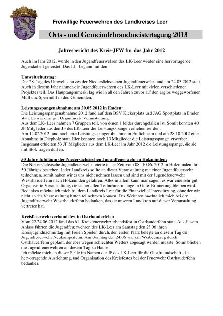Kreisfeuerwehr Leer - Jahrbuch
