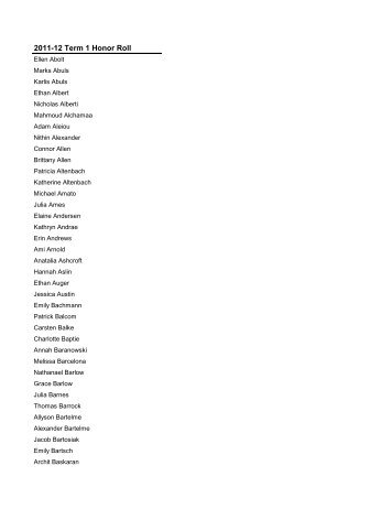 2011-12 Term 1 Honor Roll List.pdf - MyElmbrook