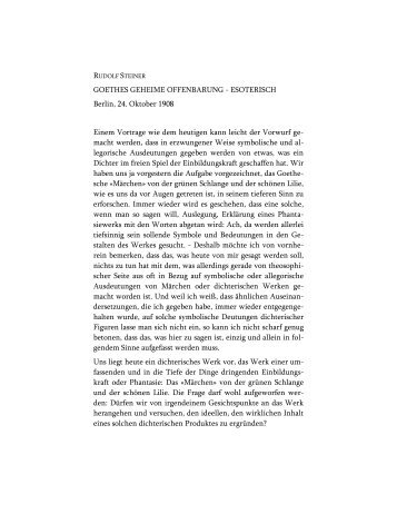 Goethes geheime Offenbarung - esoterisch - Rudolf Steiner Online ...