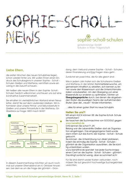 2011-2 Newsletter SSSgGmbHneu - Sophie-Scholl-Schulen