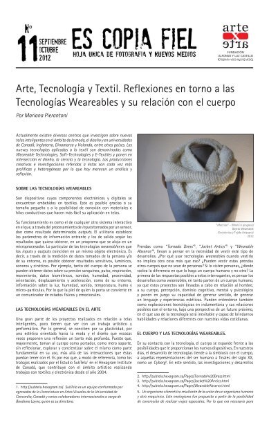 Arte, Tecnología y Textil. Reflexiones en torno a las ... - Arte X Arte