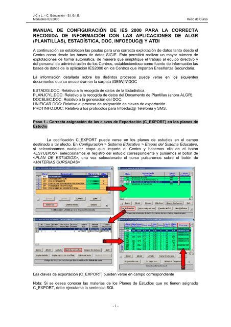 Documento para la correcta configuración del IES 2000 - Área de ...