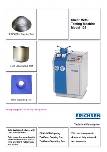 Sheet Metal Testing Machine Model 102 - Erichsen