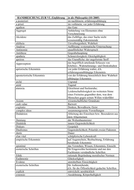 Handreichung zur Einführung in die Philosophie als PDF