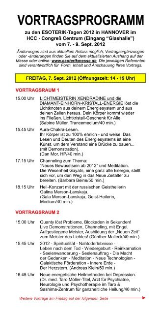 Vortragsprogramme - bei esoterikmesse.de