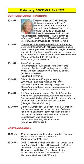 Vortragsprogramme - bei esoterikmesse.de