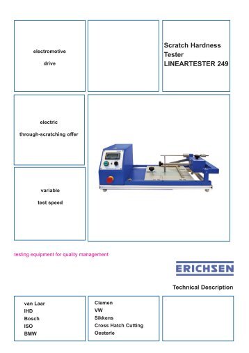 Scratch Hardness Tester LINEARTESTER 249 - Erichsen