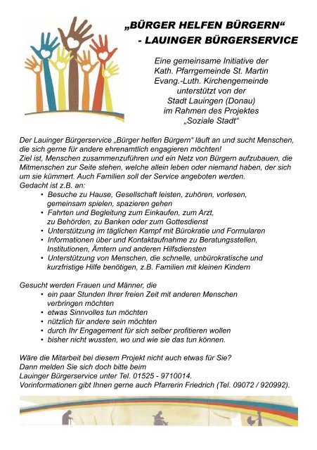 Gemeindebrief 72. Ausgabe März bis Juni 2011