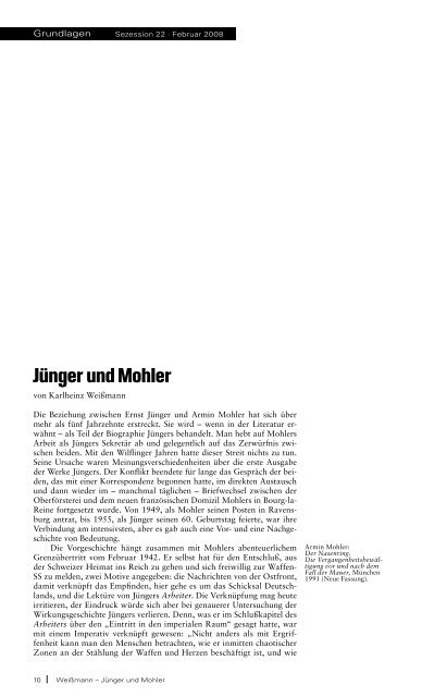 Heft 22, Februar 2008, Themenheft: Ernst Jünger - Sezession im Netz