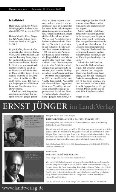 Heft 22, Februar 2008, Themenheft: Ernst Jünger - Sezession im Netz