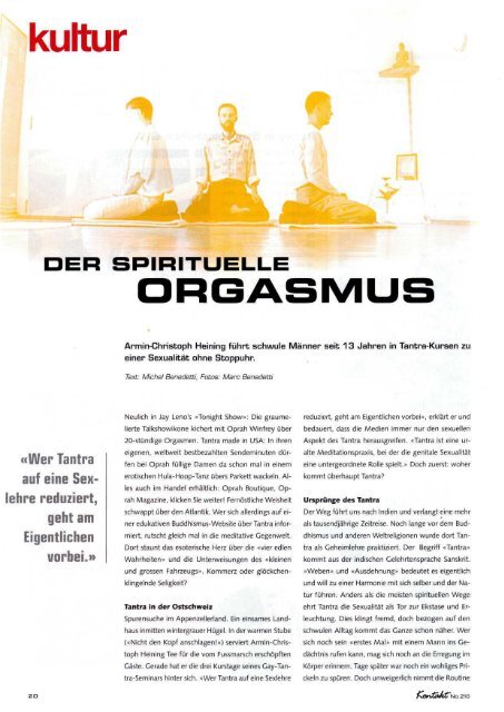 Der spirituelle Orgasmus | KONTAKT Zürich 05/06-2005