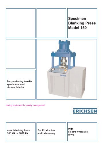 Specimen Blanking Press Model 150