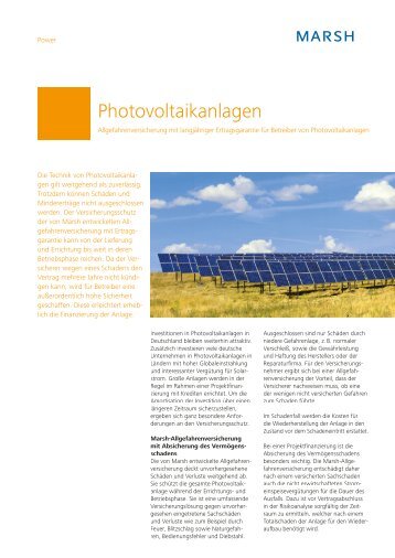 Produktinformation Photovoltaik - Marsh