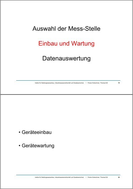 messtechnik kanal (ertl/kretschmer) - H81 Department Wasser ...