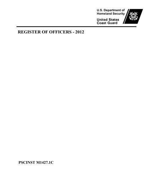 REGISTER OF OFFICERS - 2012 - U.S. Coast Guard