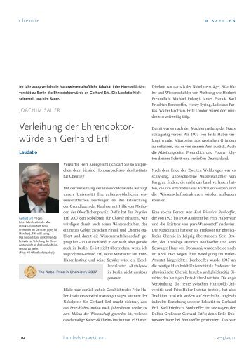 Verleihung der Ehrendoktor- würde an Gerhard Ertl - Humboldt ...