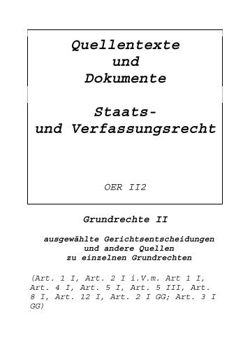 Quellentexte und Dokumente Staats- und Verfassungsrecht