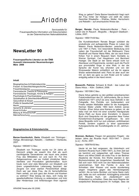 NewsLetter 90 (März 2008) - Österreichische Nationalbibliothek