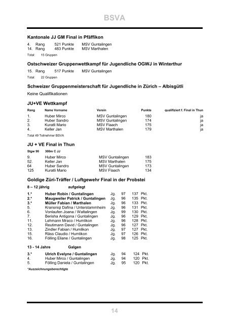 Jahresbericht Schützenmeister 300 m - Bezirksschützenverband ...