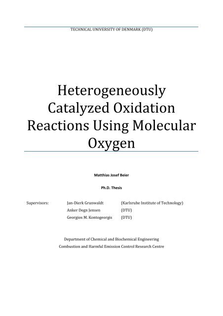Heterogeneously Catalyzed Oxidation Reactions Using ... - CHEC
