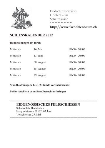 Feldschützenverein Hohlenbaum Schaffhausen *************** http ...