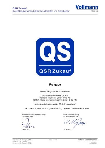 QSR der Vollmann-Gruppe - Otto Vollmann GmbH & Co KG