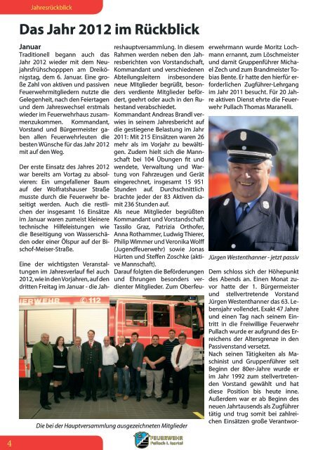 Jahresbericht 2012 - Freiwillige Feuerwehr Pullach