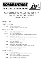 PROGRAMM für die 47. Politische Akademie der AFP