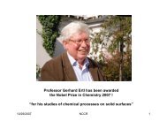 Professor Gerhard Ertl has been awarded the Nobel Prize in ...