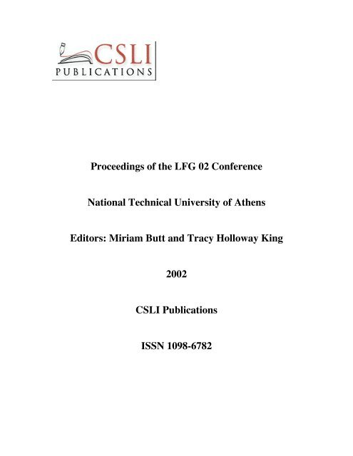 Proceedings of the LFG 02 Conference National Technical - CSLI ...