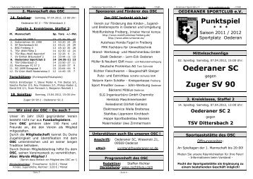 Zuger SV 1990 Zum Programmheft - Oederaner Sportclub e.V.