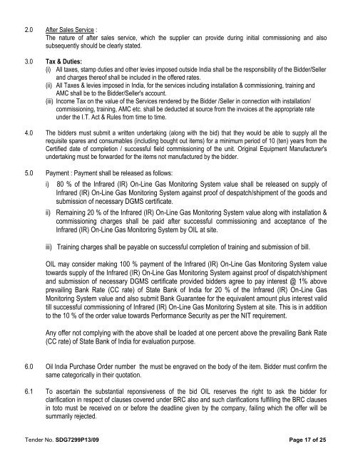 Tender Document - Oil India Limited