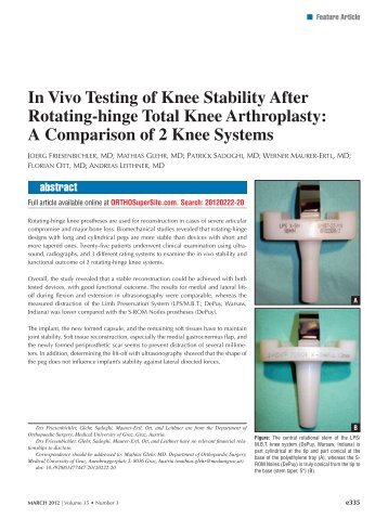 In Vivo Testing of Knee Stability After Rotating-hinge Total ... - Healio