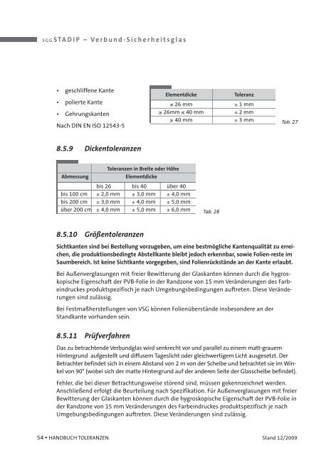 HANDBUCH TOLERANZEN - glassolutions