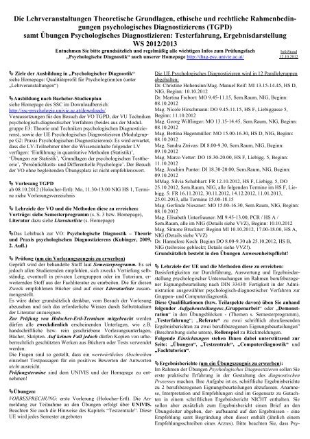 Infoblatt ausWS2012 Bachelorstudiengang - Psychologische ...