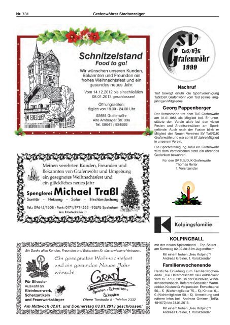 Grafenwöhrer Stadtanzeiger Nr. 731 Postverlagsort Grafenwöhr ...